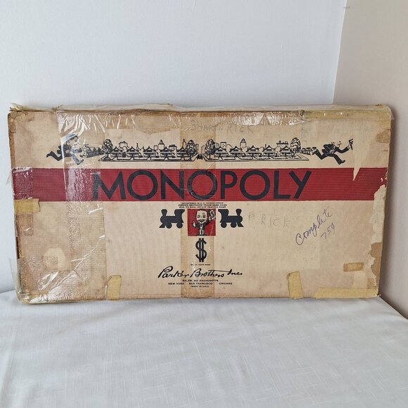 Vintage Monopoly Board Game Parker Brothers 1935 1946 Wooden and Metal Pieces - Picture 10 of 16